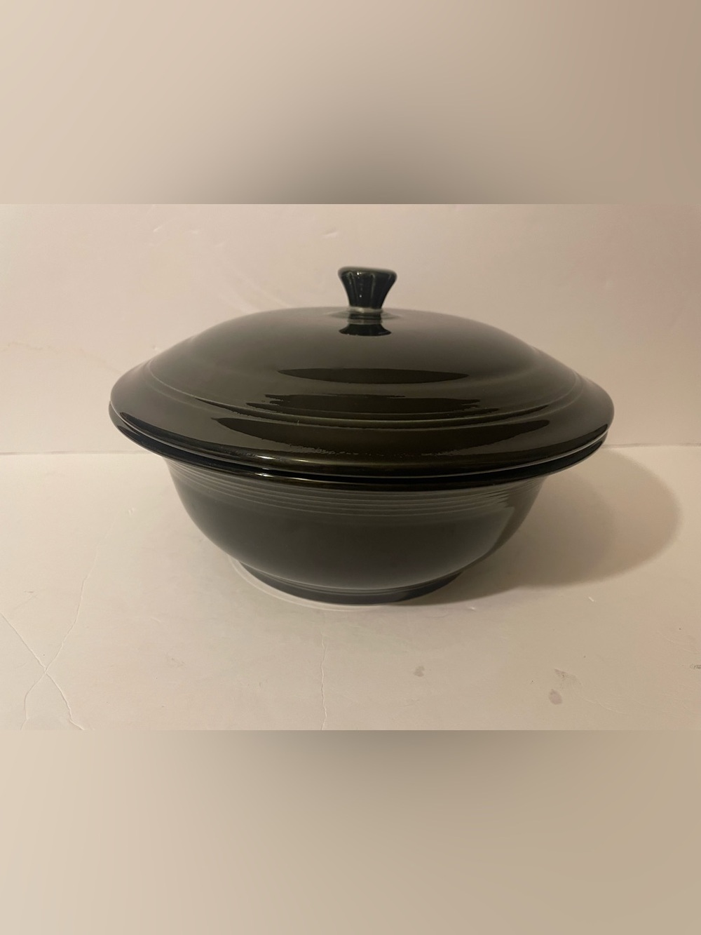 VTG Fiestaware Black 2 qt Covered Casserole Dish Homer Laughlin HLC W/ Lid USA